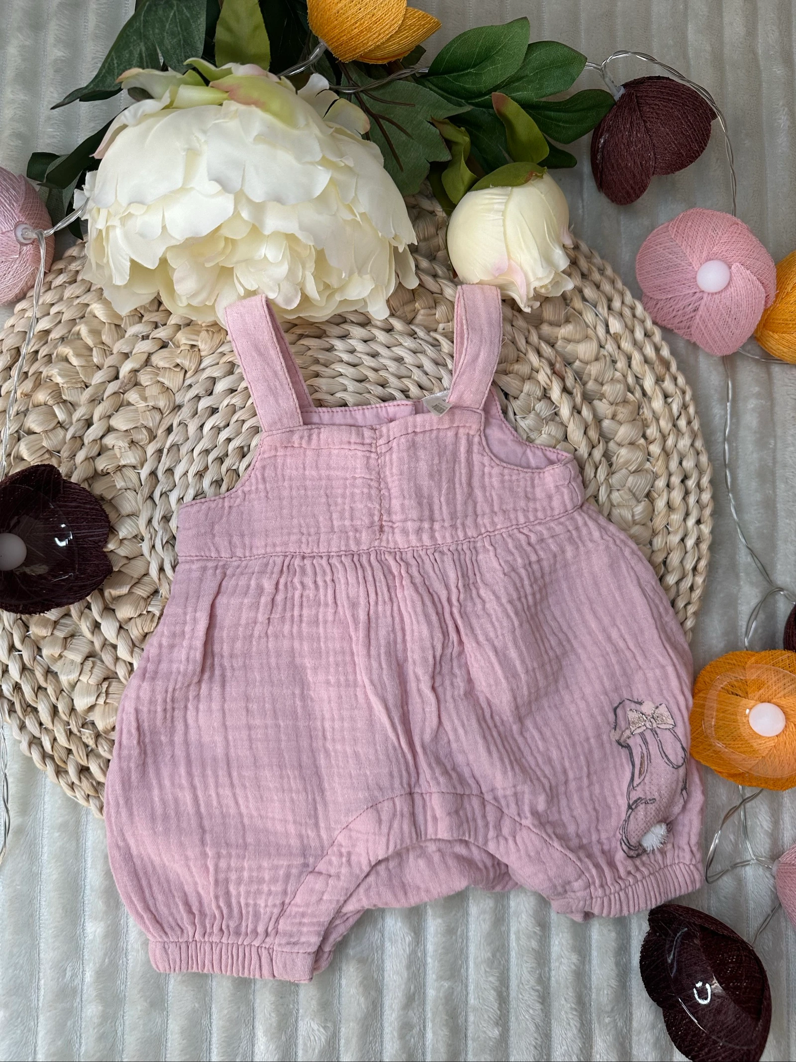 Salopette en gaze de coton rose Orchestra naissance 